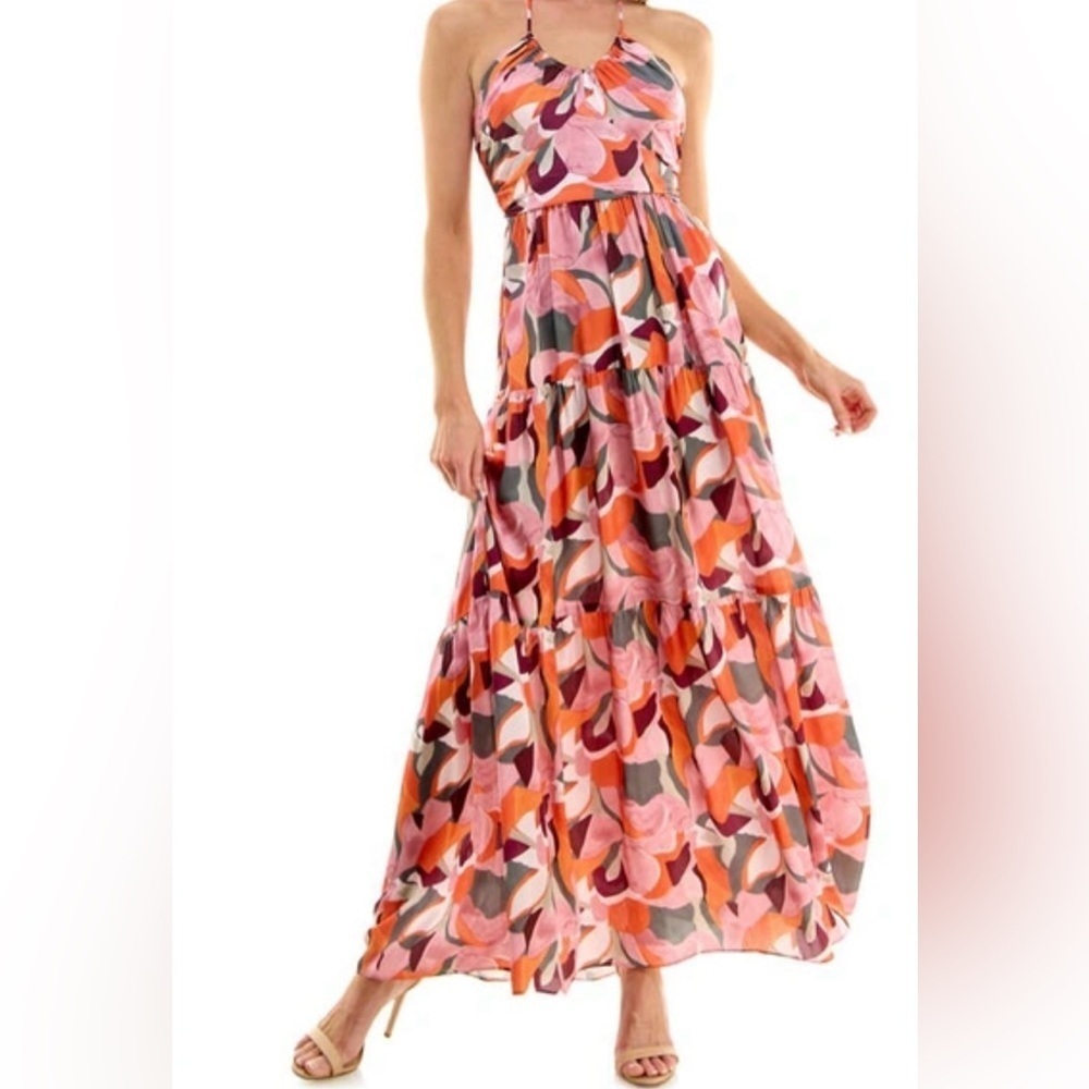 Socialite Floral Halter Maxi Dress - Multicolor Sz XS
